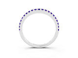 White gold Round Tanzanite Pavé Set Curved Wedding Band_13