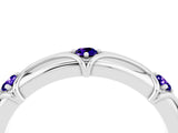 White gold Round Tanzanite Prong Set Milgrain Eternity Band_10