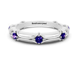 White gold Round Tanzanite Prong Set Milgrain Eternity Band_18