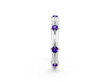 White gold Round Tanzanite Prong Set Milgrain Eternity Band_8