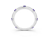 White gold Round Tanzanite Prong Set Milgrain Eternity Band_9