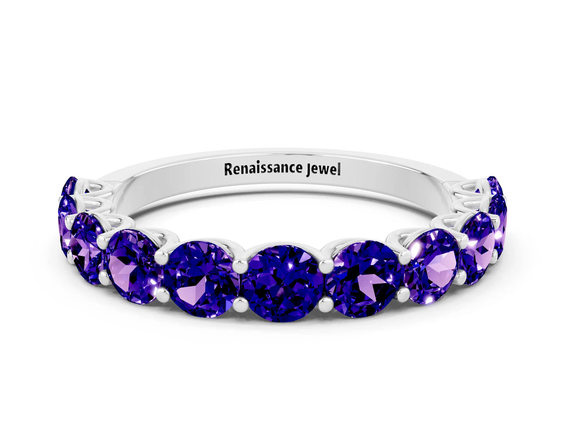 White gold Round Tanzanite Shared Prong Eternity Band_6