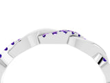 White gold Round Tanzanite Twist Eternity Band with Pavé Setting_22