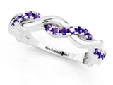 White gold Round Tanzanite Twist Eternity Band with Pavé Setting_7