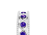 White gold Round Tanzanite Twist Milgrain Band with Bezel Setting_17