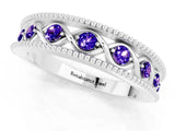 White gold Round Tanzanite Twist Milgrain Band with Bezel Setting_1