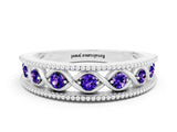 White gold Round Tanzanite Twist Milgrain Band with Bezel Setting