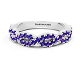 White gold Round Tanzanite Twisted Eternity Band with Pavé and Shared Prong Setting_18