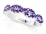 White gold Round Tanzanite Twisted Eternity Band with Pavé and Shared Prong Setting_31