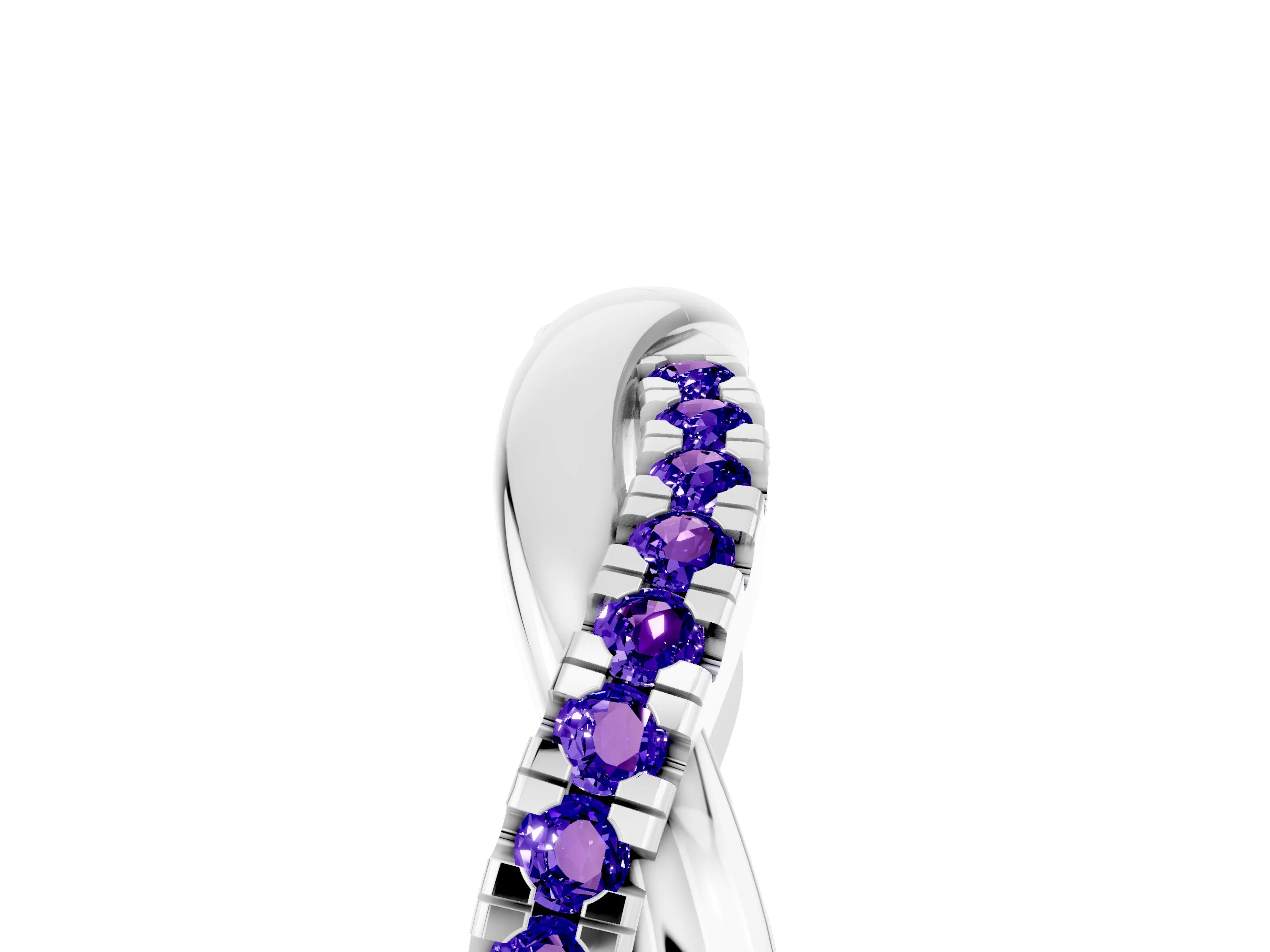 White gold Round Tanzanite Twisted Infinity Band with Prong Setting_11