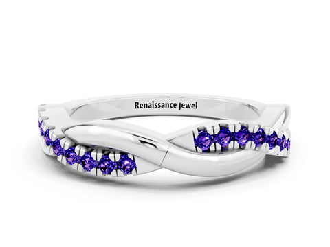 White gold Round Tanzanite Twisted Infinity Band with Prong Setting_6
