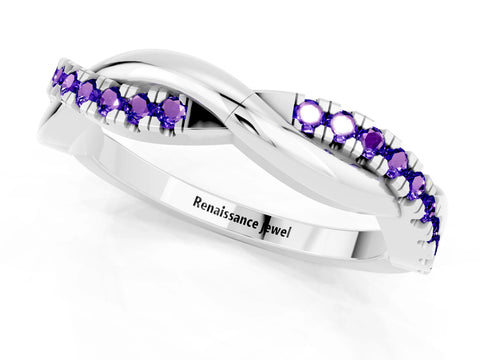 White gold Round Tanzanite Twisted Infinity Band with Prong Setting_7