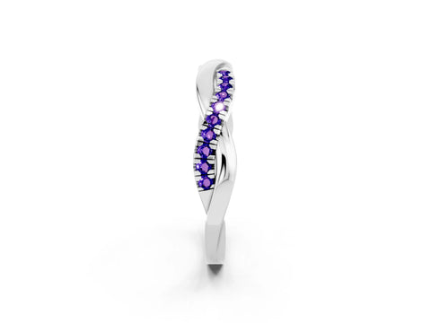 White gold Round Tanzanite Twisted Infinity Band with Prong Setting_8