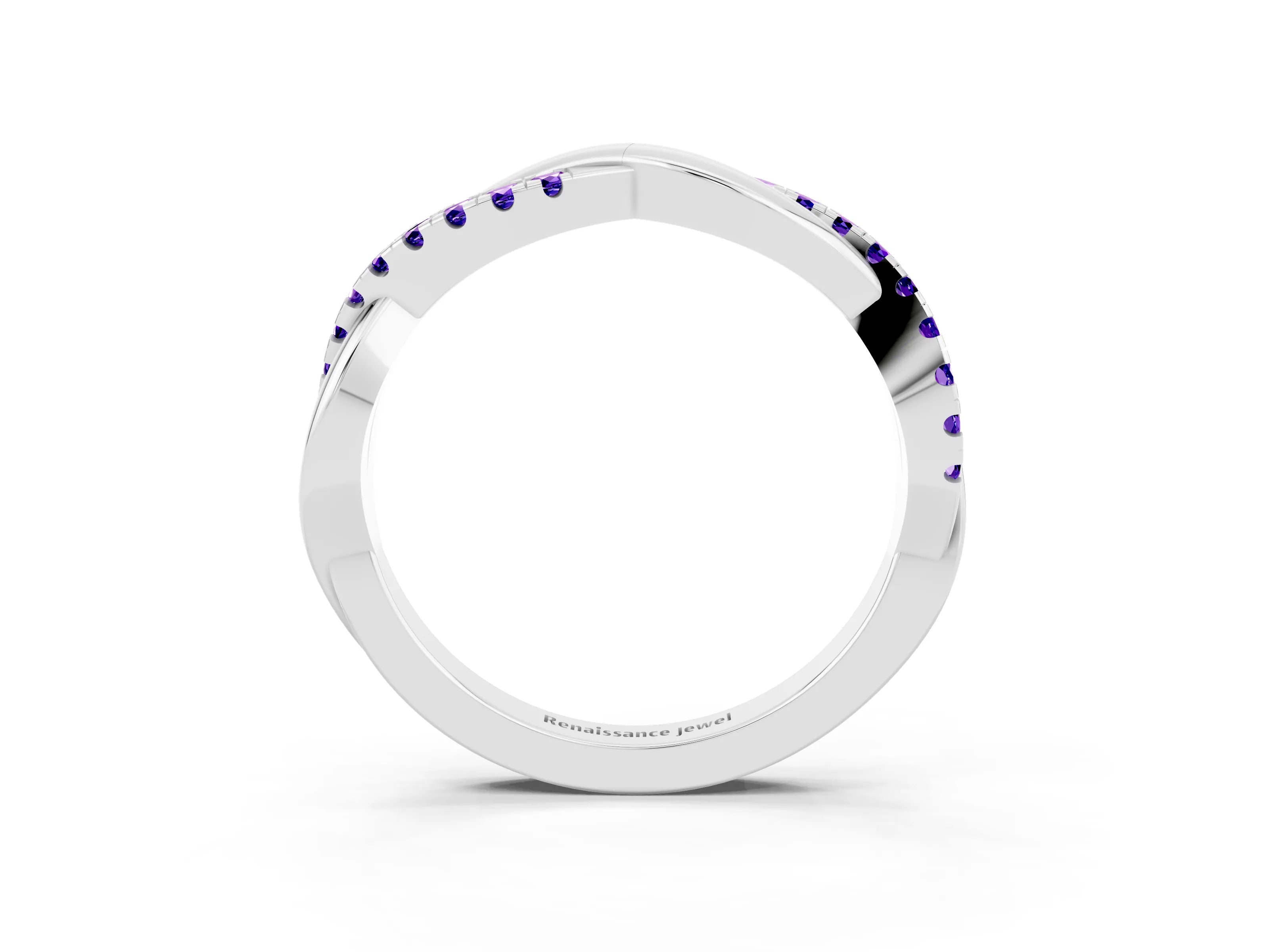 White gold Round Tanzanite Twisted Infinity Band with Prong Setting_9