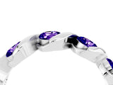 White gold Round Tanzanite Wave Band with Channel Setting and Shared Prongs_10