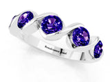 White gold Round Tanzanite Wave Band with Channel Setting and Shared Prongs_7