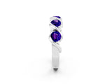 White gold Round Tanzanite Wave Band with Channel Setting and Shared Prongs_8
