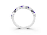 White gold Round Tanzanite Wave Band with Channel Setting and Shared Prongs_9