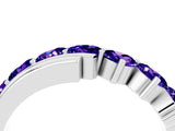 White gold Round Tanzanite Wave Band with Channel and Shared Prong Setting_22