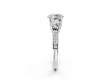 White gold Round Three-Stone Diamond Ring with Pavé Band and Four-Prong Setting_8