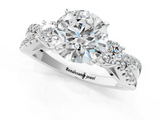 White gold Round Three-Stone Diamond Ring with Pavé Split Shank and Four-Prong Setting_103