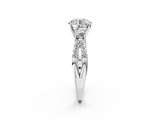 White gold Round Three-Stone Diamond Ring with Pavé Split Shank and Four-Prong Setting_109