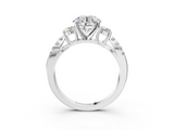 White gold Round Three-Stone Diamond Ring with Pavé Split Shank and Four-Prong Setting_110