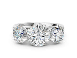 White gold Round Three-Stone Diamond Ring with Prong Setting on a Classic Band_15