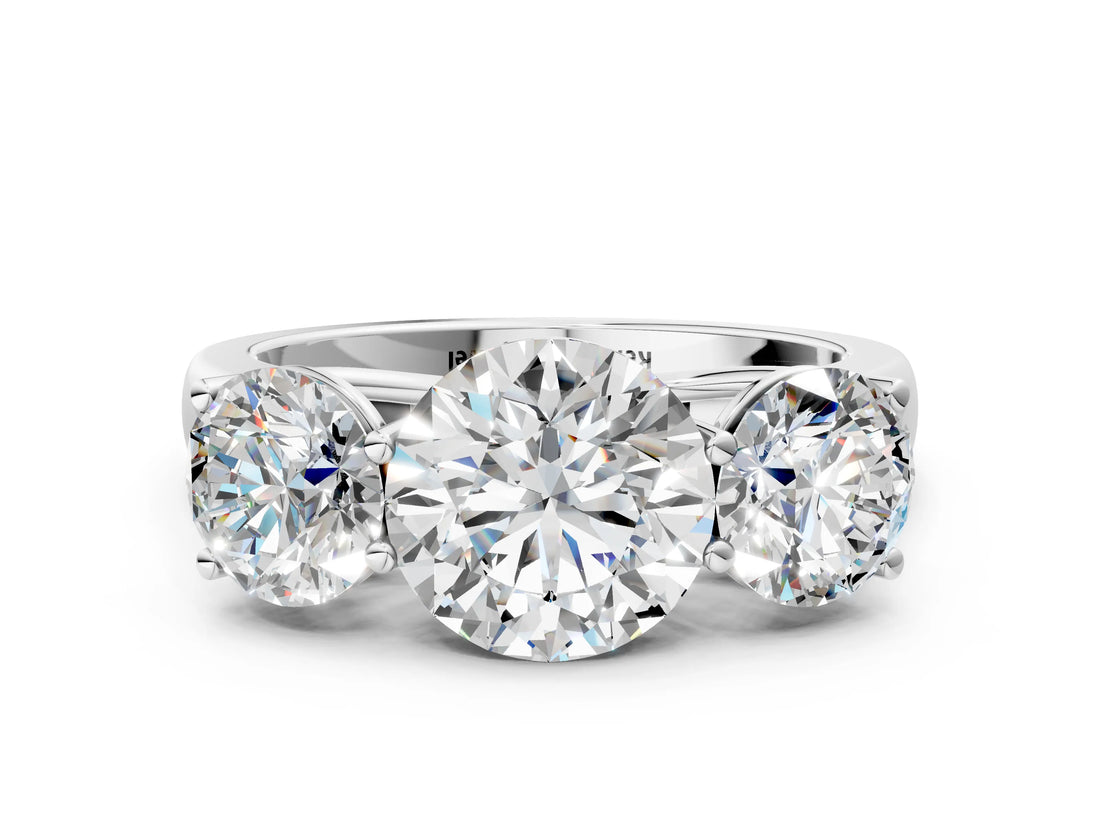 White gold Round Three-Stone Diamond Ring with Prong Setting on a Classic Band_21