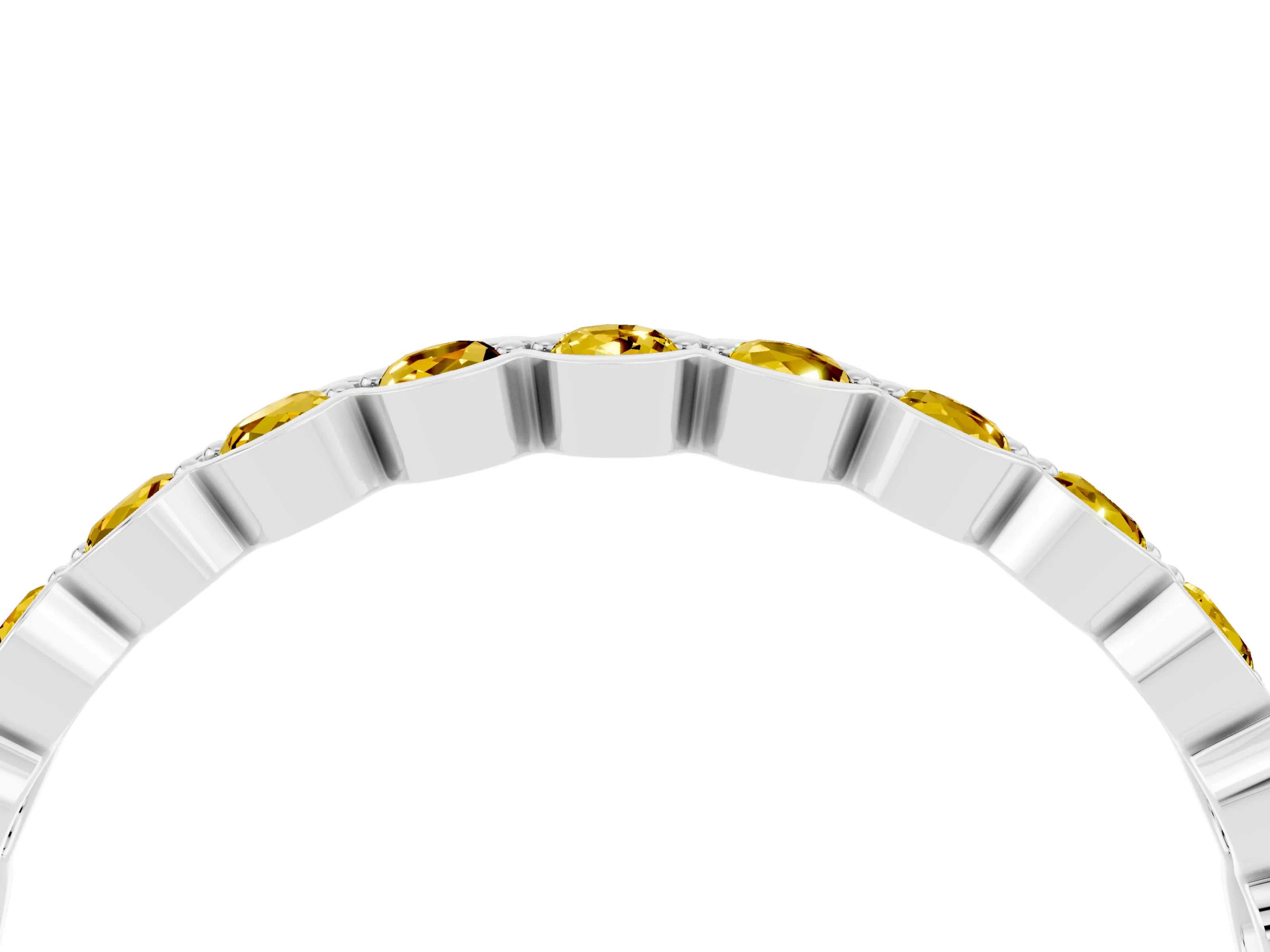 White gold Round Yellow Sapphire Bezel Set Eternity Band_10