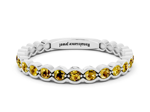 White gold Round Yellow Sapphire Bezel Set Eternity Band_6