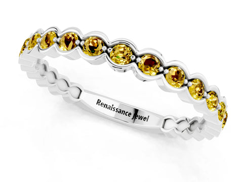 White gold Round Yellow Sapphire Bezel Set Eternity Band_7