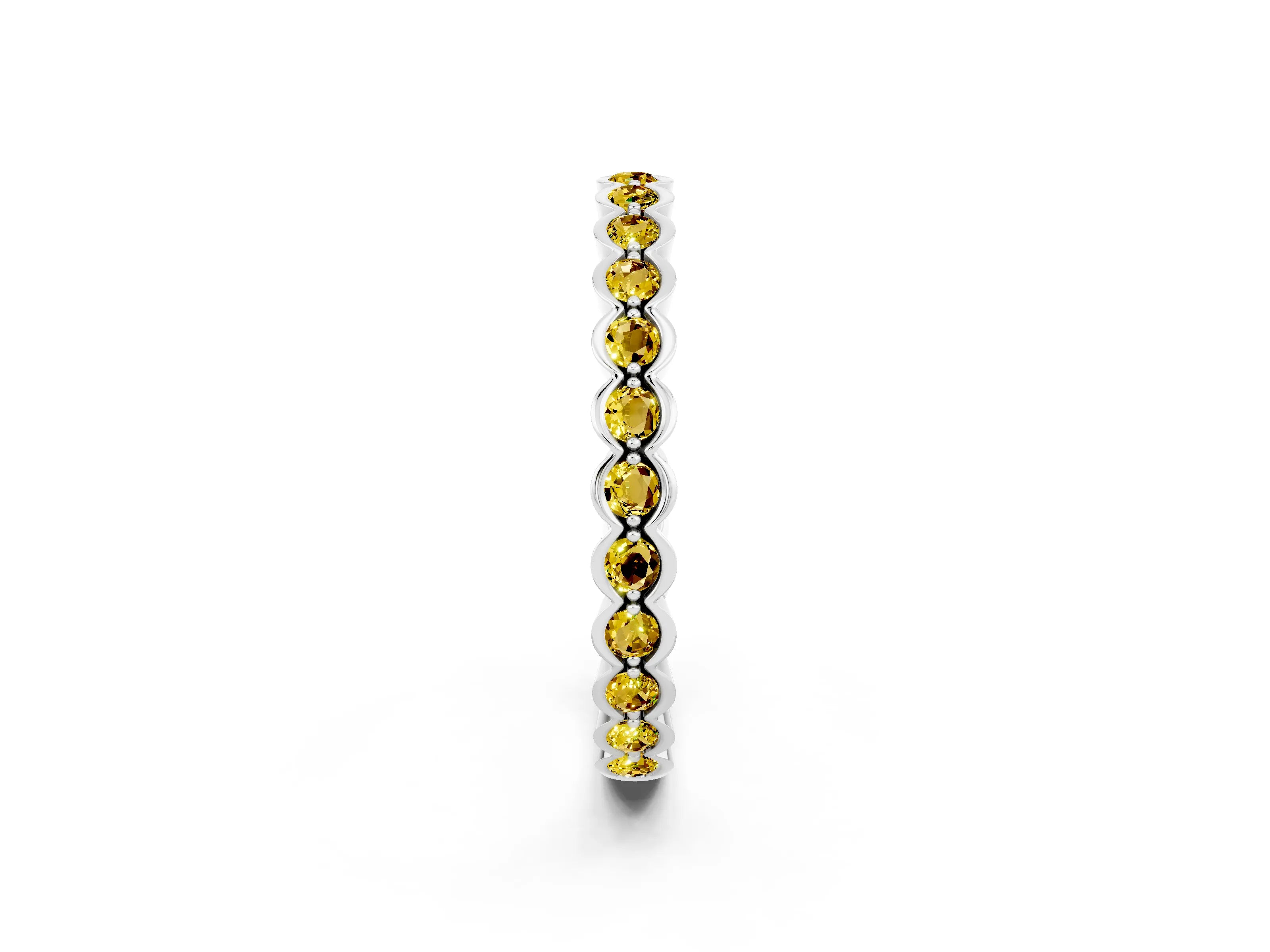 White gold Round Yellow Sapphire Bezel Set Eternity Band_8