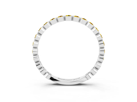 White gold Round Yellow Sapphire Bezel Set Eternity Band_9