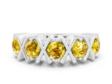 White gold Round Yellow Sapphire Channel Set Band with X-Prong Detail_6