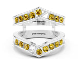 White gold Round Yellow Sapphire Channel-Set Chevron Band_18