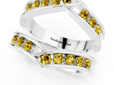 White gold Round Yellow Sapphire Channel-Set Chevron Band_19