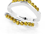 White gold Round Yellow Sapphire Chevron Contour Band with Prong Setting_19