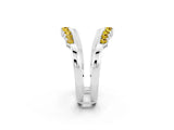White gold Round Yellow Sapphire Chevron Contour Band with Prong Setting_20