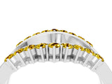 White gold Round Yellow Sapphire Chevron Contour Band with Prong Setting_22