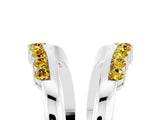 White gold Round Yellow Sapphire Chevron Contour Band with Prong Setting_23