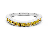 White gold Round Yellow Sapphire Curved Wedding Band with Channel Setting_18