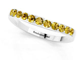 White gold Round Yellow Sapphire Curved Wedding Band with Channel Setting_19