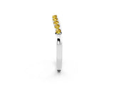 White gold Round Yellow Sapphire Curved Wedding Band with Channel Setting_20