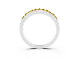 White gold Round Yellow Sapphire Curved Wedding Band with Channel Setting_21