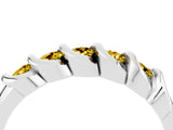 White gold Round Yellow Sapphire Eternity Band with Twist Prong Setting_22
