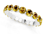 White gold Round Yellow Sapphire Eternity Band with U-Prong Setting_43