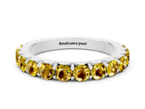 White gold Round Yellow Sapphire Half Eternity Band with Classic Prong Setting_18