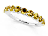 White gold Round Yellow Sapphire Half Eternity Band with Prong Setting_19