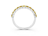 White gold Round Yellow Sapphire Half Eternity Band with Prong Setting_21